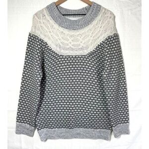Gray and Cream Women's Sweater